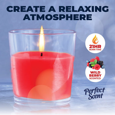 Perfect Scent 12PCE Wild Berries Scented Fragrant Candles In Glass Holder 7cm Payday Deals