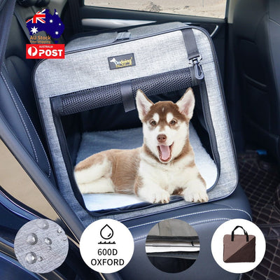 Pet Carrier Bag Soft Dog Crate Cage Kennel Tent House Foldable Portable Car Bed Grey 82*58*58CM Payday Deals