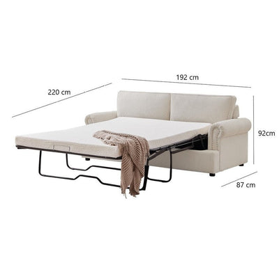 PHEBE 3 Seater Sofa bed with Separate Foam Mattress- Corduroy Cream Payday Deals