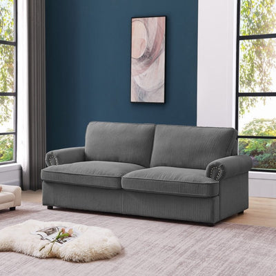 PHEBE 3 Seater Sofa bed with Separate Foam Mattress- Corduroy Dark grey Payday Deals