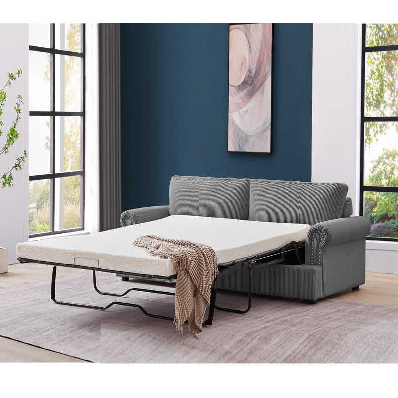PHEBE 3 Seater Sofa bed with Separate Foam Mattress- Corduroy Dark grey Payday Deals