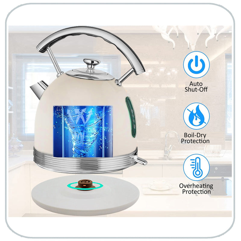 PHILEX Electric Kettle Water Boiler Stainless Steel Retro 1.7L OFF-WHITE Payday Deals