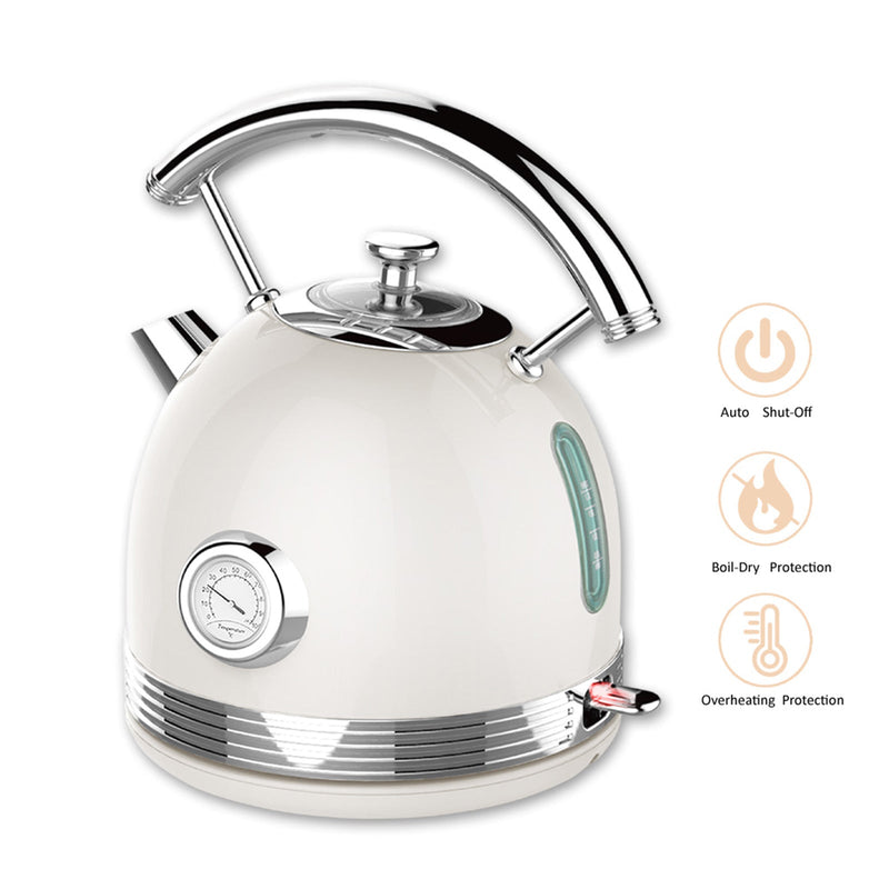 PHILEX Electric Kettle Water Boiler Stainless Steel Retro 1.7L OFF-WHITE Payday Deals