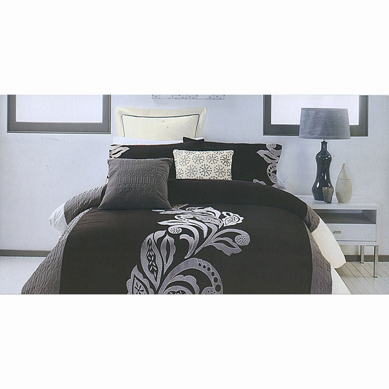 Pierre Black Grey Quilt Cover Set KING Payday Deals