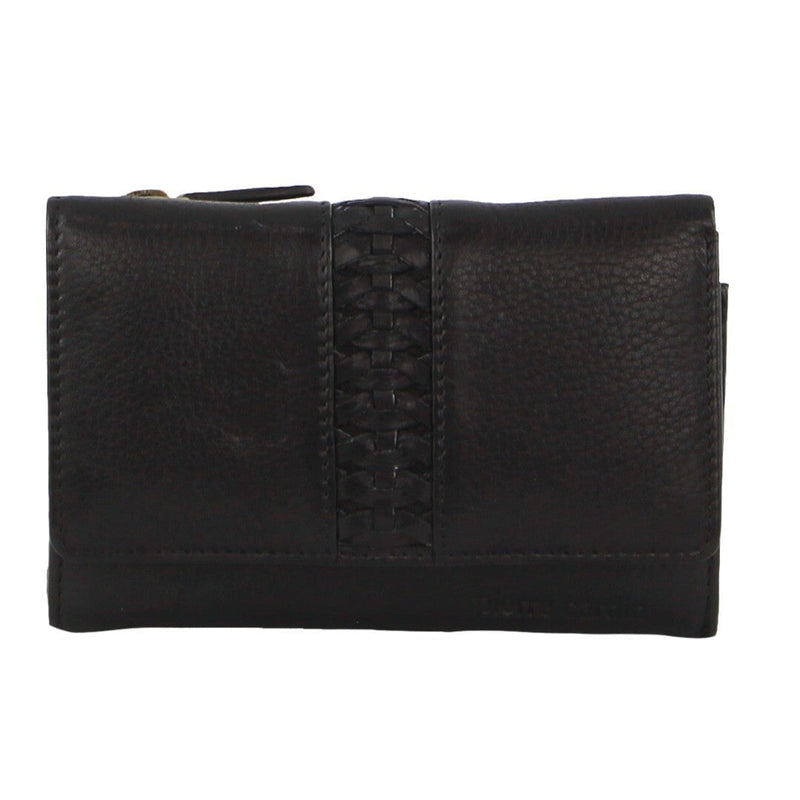Pierre Cardin Leather Ladies Woven Design Tri-fold RFID Wallet in Black Payday Deals