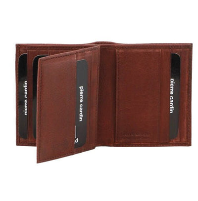 Pierre Cardin Mens Slim Bi-Fold Leather Wallet Rustic w/ RFID Protection in Brown Payday Deals