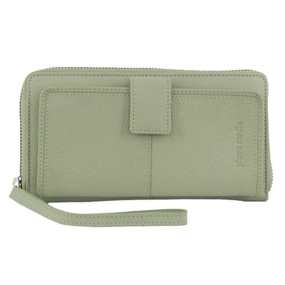 Pierre Cardin Womens Leather Zip Around Wallet w/ Wristlet in Jade Green