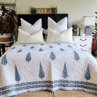 Pine Tree Reversible Quilt - Grey (King - 228 cm x 274 cm) Payday Deals