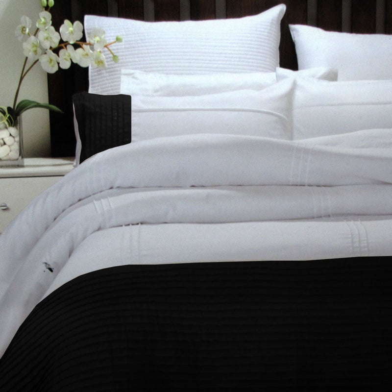 Pintuck Black Quilt Cover Set Single Payday Deals