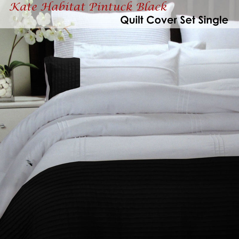 Pintuck Black Quilt Cover Set Single Payday Deals