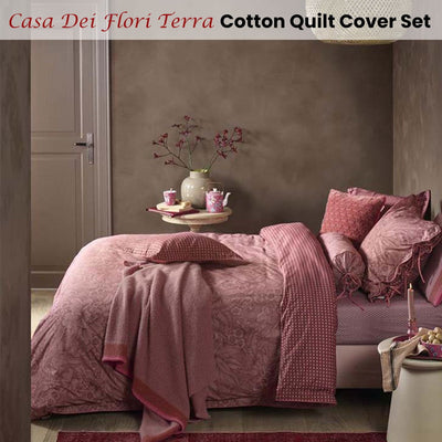 PIP Studio Casa Dei Fiori Terra Cotton Quilt Cover Set King Payday Deals