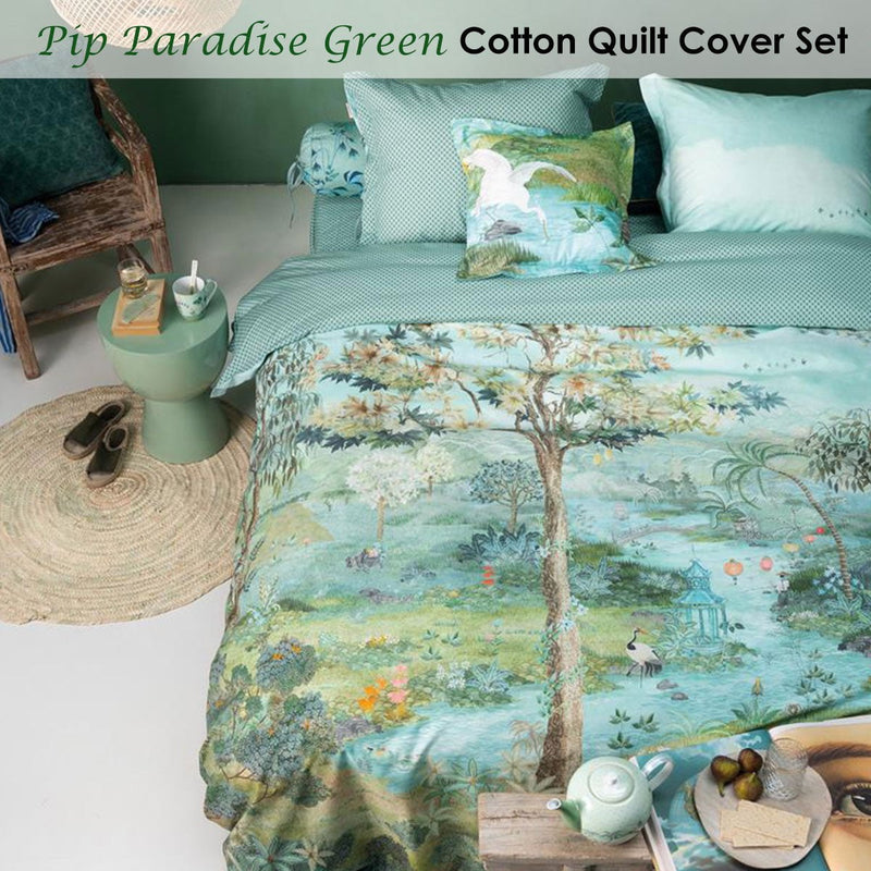 PIP Studio Pip Paradise Green Quilt Cover Set Super King Payday Deals