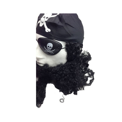 PIRATE WIG Costume Fancy Dress Caribbean with Bandana & Beard Party Eye Patch Payday Deals