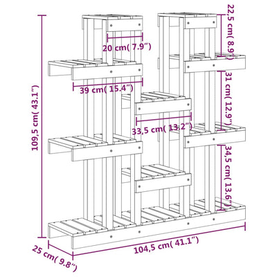 Plant Stand 104.5x25x109.5 cm Solid Wood Pine Payday Deals