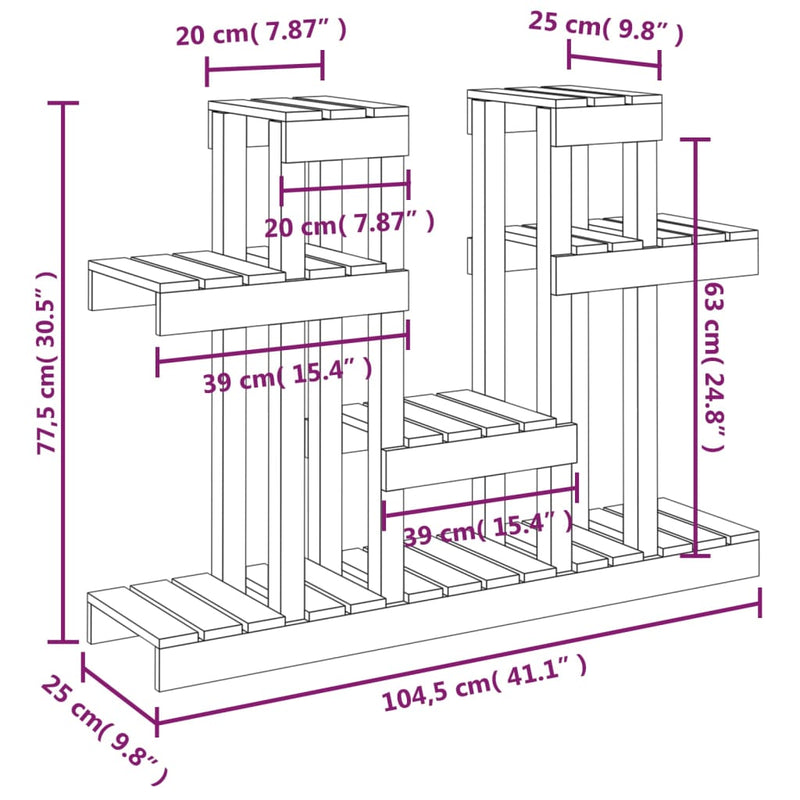 Plant Stand 104.5x25x77.5 cm Solid Wood Pine Payday Deals
