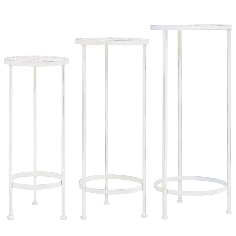 Plant Stand Set 3 Pieces Vintage Style Metal Antique White Payday Deals