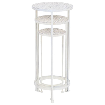 Plant Stand Set 3 Pieces Vintage Style Metal Antique White Payday Deals
