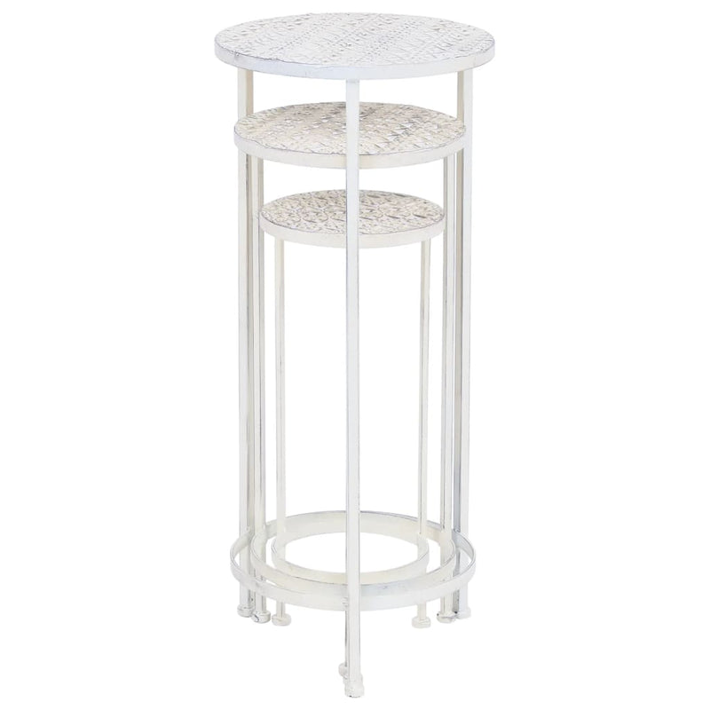 Plant Stand Set 3 Pieces Vintage Style Metal Antique White Payday Deals