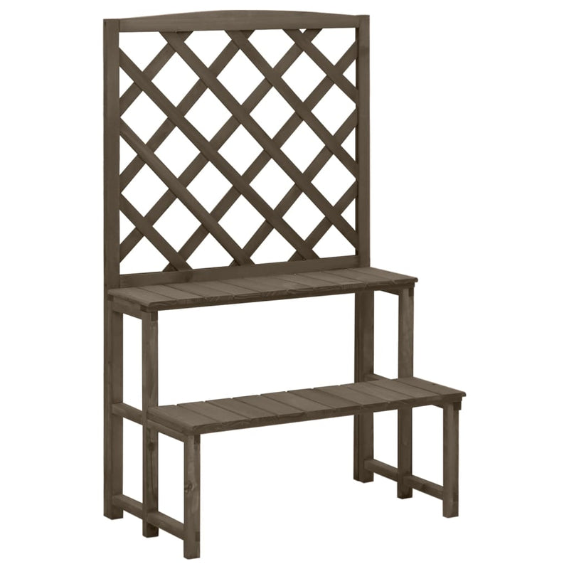 Plant Stand with Trellis Grey 70x42x115 cm Solid Fir Wood Payday Deals