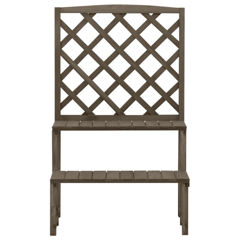 Plant Stand with Trellis Grey 70x42x115 cm Solid Fir Wood Payday Deals