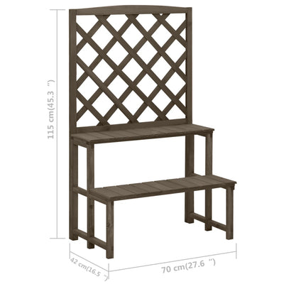 Plant Stand with Trellis Grey 70x42x115 cm Solid Fir Wood Payday Deals