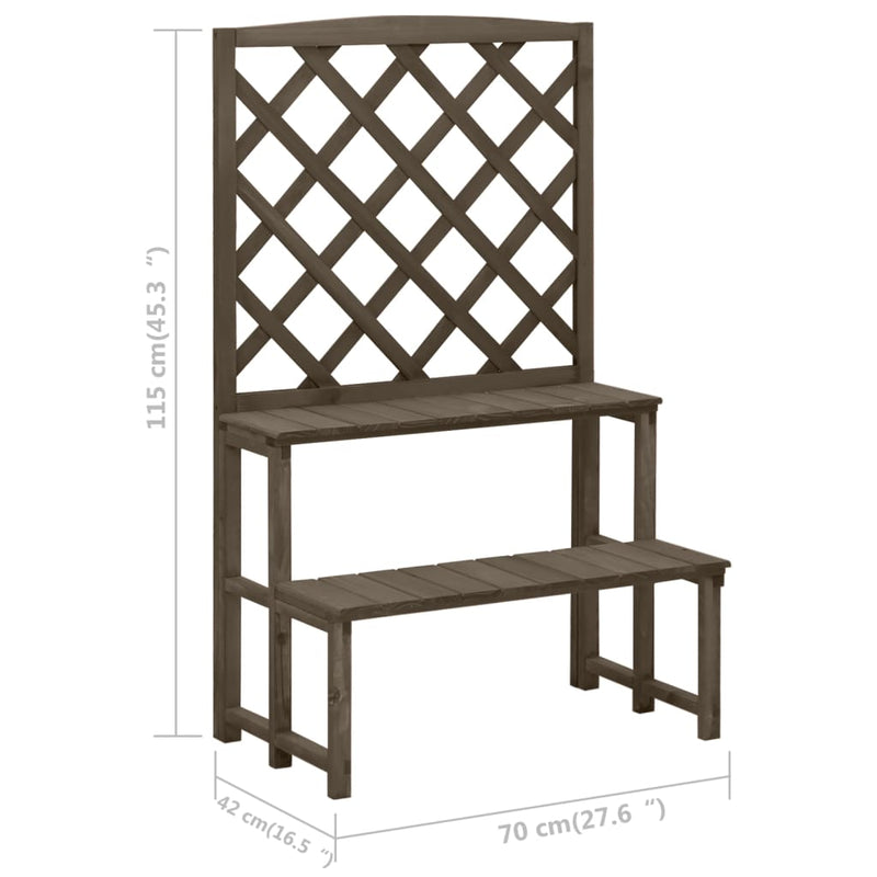 Plant Stand with Trellis Grey 70x42x115 cm Solid Fir Wood Payday Deals
