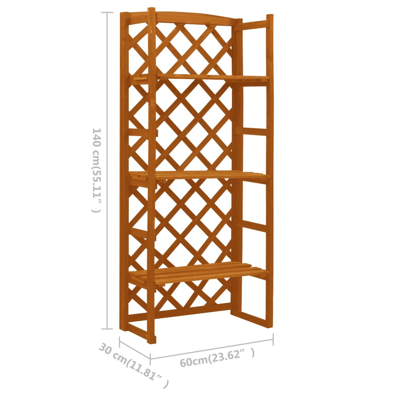 Plant Stand with Trellis Orange 60x30x140 cm Solid Firwood Payday Deals