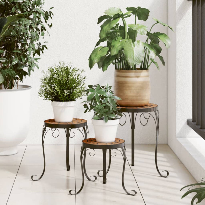 Plant Stands 3 pcs Terracotta Ceramic Payday Deals