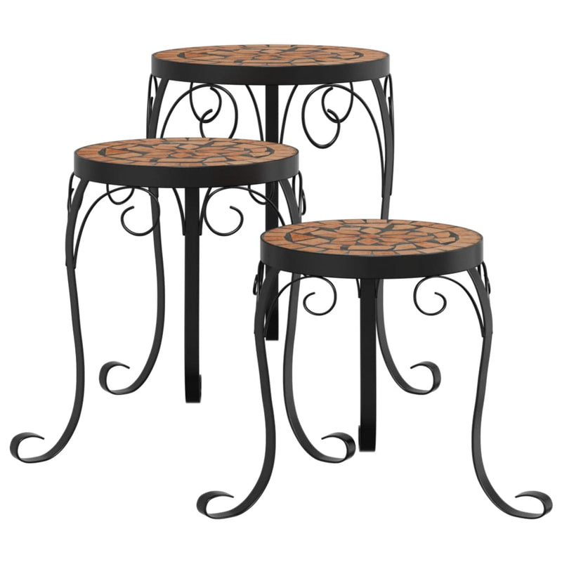 Plant Stands 3 pcs Terracotta Ceramic Payday Deals