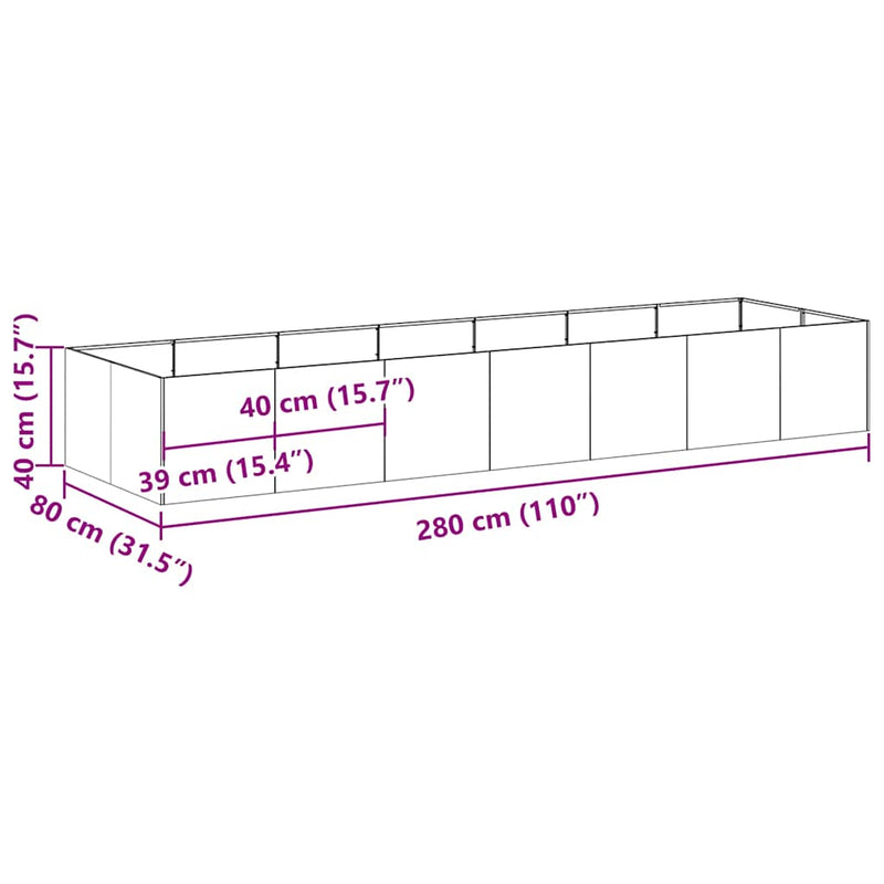Planter 280x80x40 cm Galvanised Steel Payday Deals