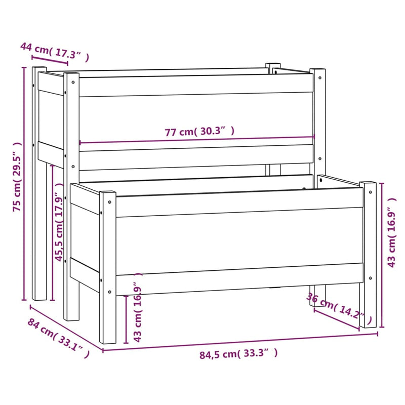 Planter 84.5x84x75 cm Solid Wood Pine Payday Deals