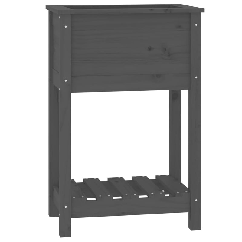 Planter with Shelf Grey 54x34.5x81 cm Solid Wood Pine Payday Deals