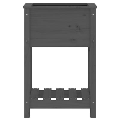 Planter with Shelf Grey 54x34.5x81 cm Solid Wood Pine Payday Deals