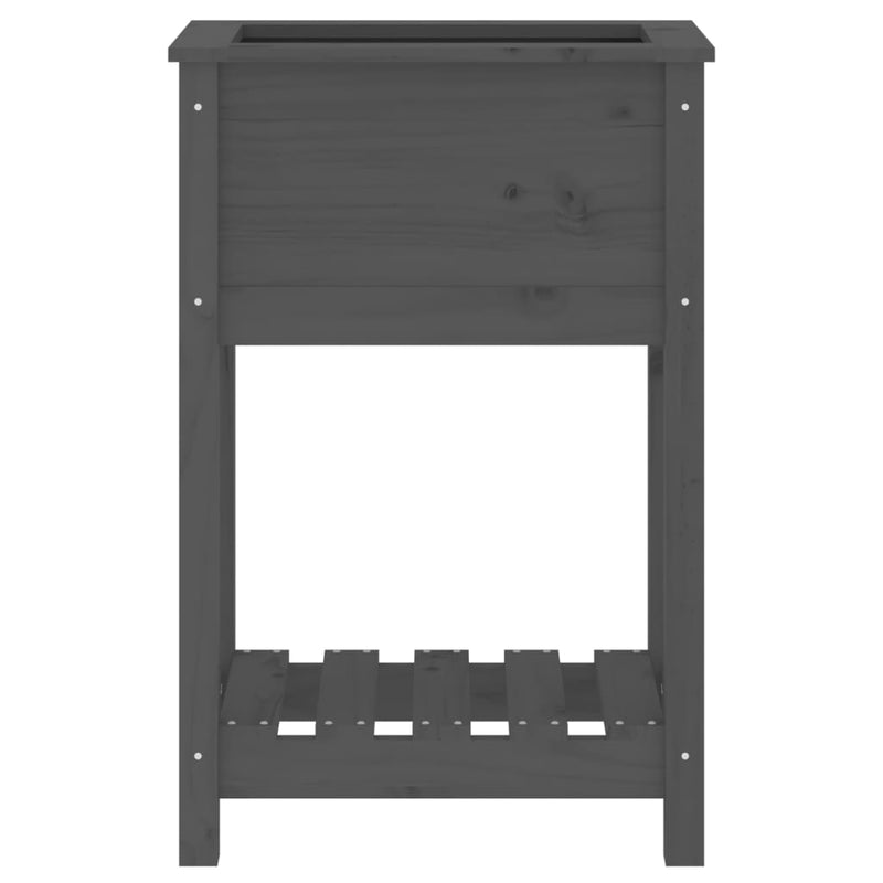 Planter with Shelf Grey 54x34.5x81 cm Solid Wood Pine Payday Deals