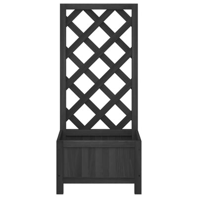 Planter with Trellis Black Solid Wood Fir Payday Deals