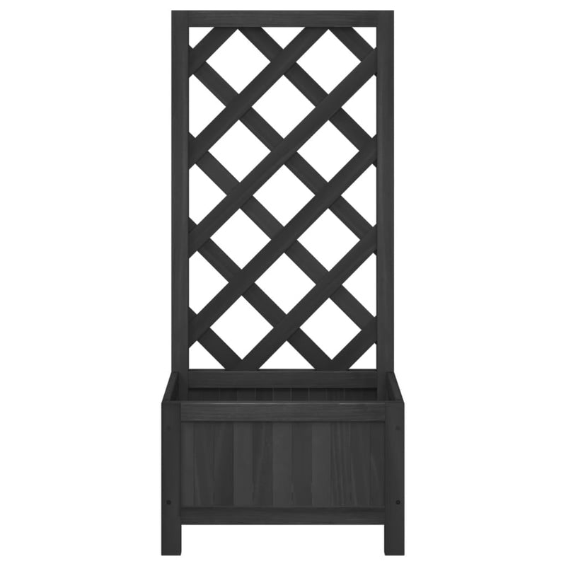 Planter with Trellis Black Solid Wood Fir Payday Deals