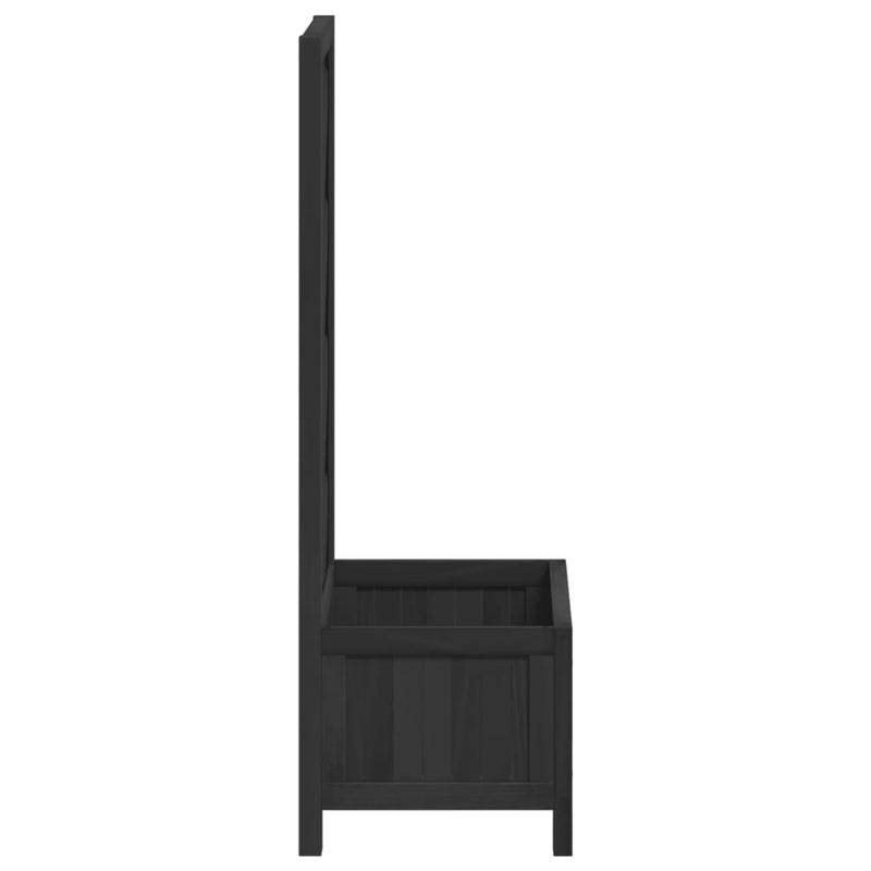 Planter with Trellis Black Solid Wood Fir Payday Deals