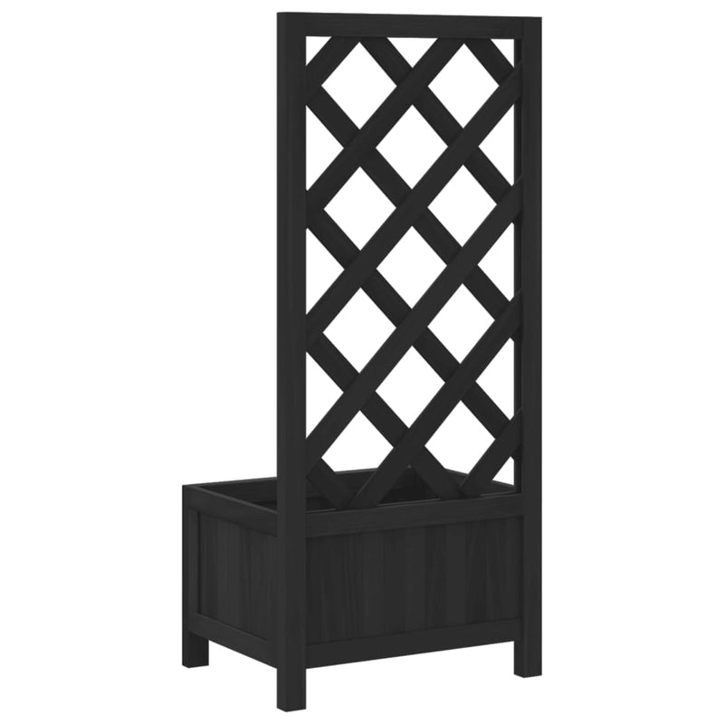 Planter with Trellis Black Solid Wood Fir Payday Deals
