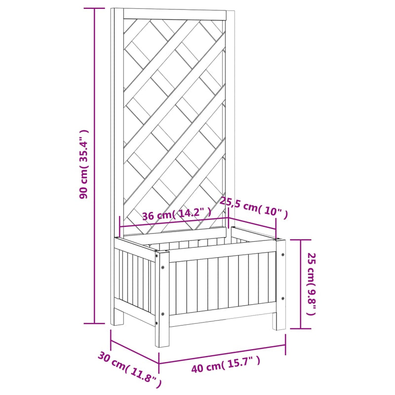 Planter with Trellis Black Solid Wood Fir Payday Deals