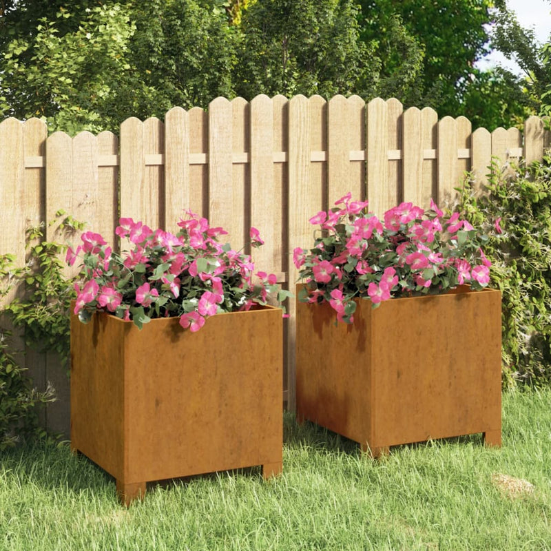Planters with Legs 2 pcs Rusty 32x30x33 cm Corten Steel Payday Deals