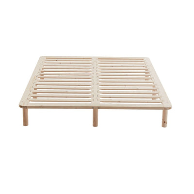 Platform Bed Base Frame Wooden Natural Double Pinewood Payday Deals