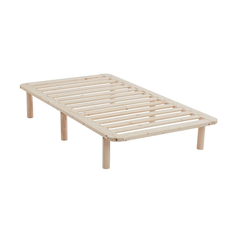 Platform Bed Base Frame Wooden Natural Double Pinewood Payday Deals