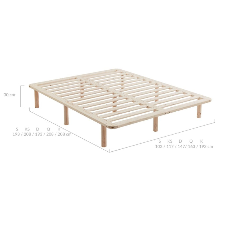 Platform Bed Base Frame Wooden Natural Double Pinewood Payday Deals