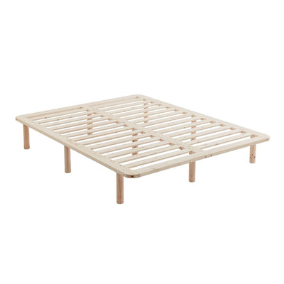Platform Bed Base Frame Wooden Natural Queen Pinewood Payday Deals