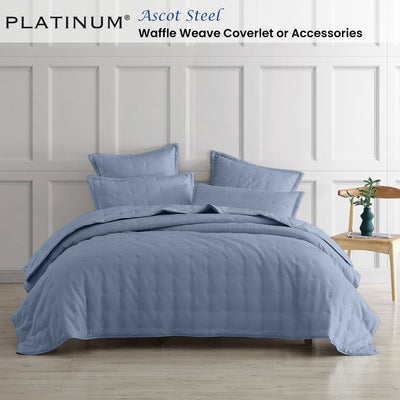 Platinum Collection Ascot Steel Textured Waffle Weave Coverlet Single/Double Payday Deals