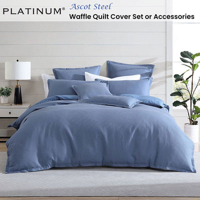 Platinum Collection Ascot Steel Waffle Quilt Cover Set Single Payday Deals