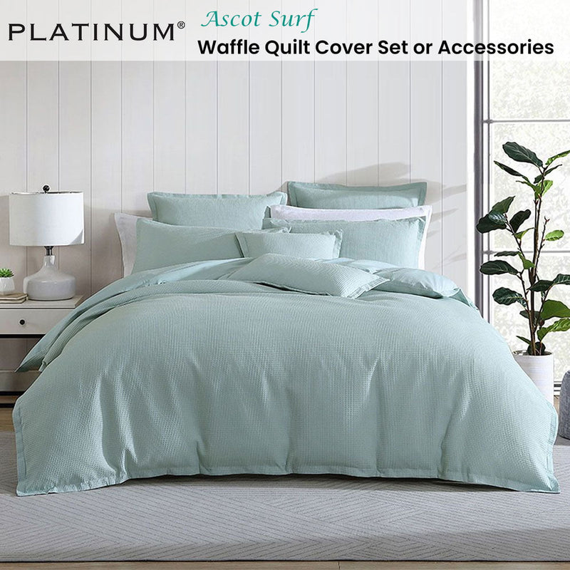 Platinum Collection Ascot Surf Waffle Quilt Cover Set Super King Payday Deals