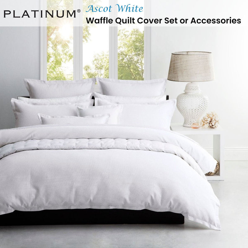 Platinum Collection Ascot White Waffle Quilt Cover Set King Payday Deals