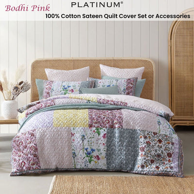 Platinum Collection Bodhi Pink 100% Cotton Sateen Quilt Cover Set King Payday Deals