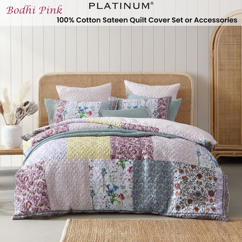 Platinum Collection Bodhi Pink 100% Cotton Sateen Quilt Cover Set Super King Payday Deals